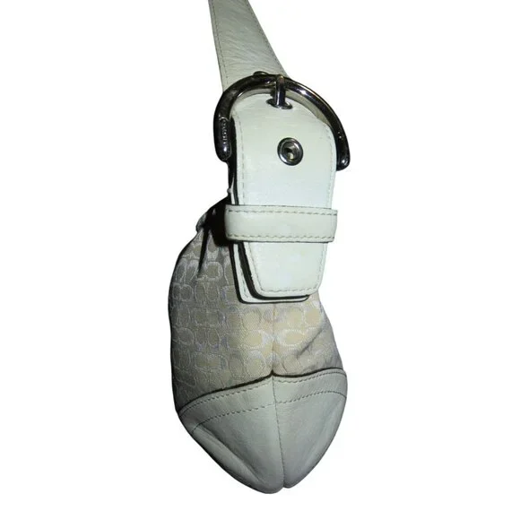 Coach 2003 Cream & White Canvas and Leather Signature Demi Baguette Shoulder Bag - Picture 3 of 12